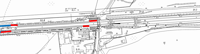 Bauskizze Station Pillgram (Verlängerung rot markiert), Grafik: DB Station&Service