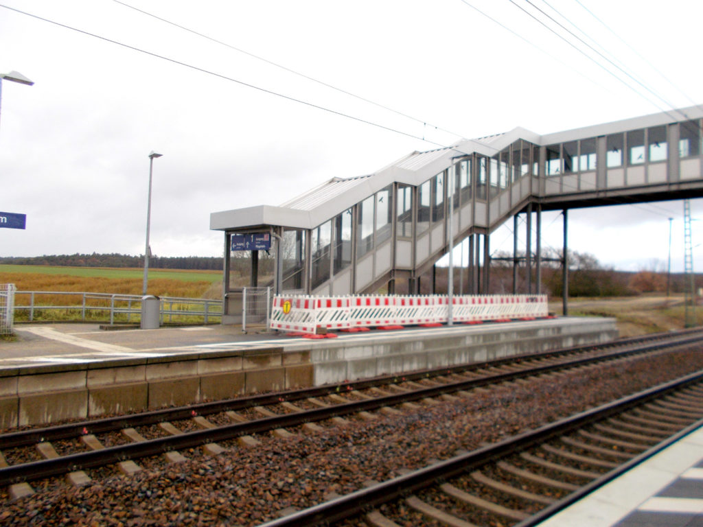 Bahnhof Pillgram Bahnsteig 2 Richtung Berlin nach der östlichen Bahnsteigverlängerung, Foto: DB Station&Service